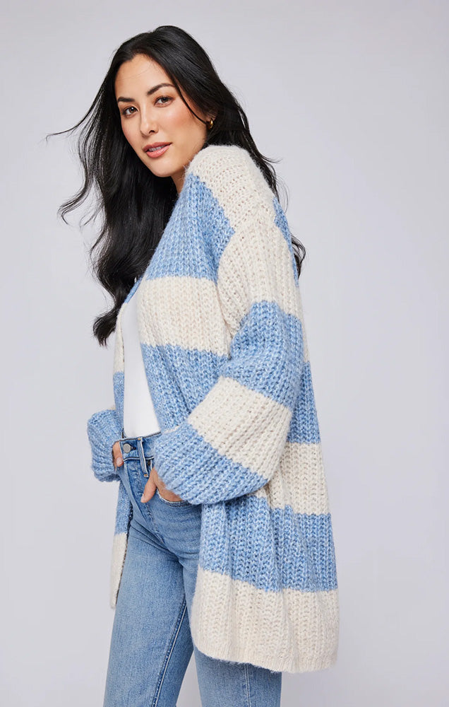ENID CARDIGAN IN SKY STRIPE