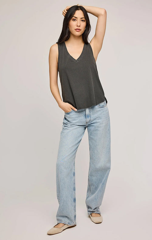 GENTLE FAWN GISELE COTTON TANK IN WASHED BLACK
