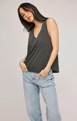 GENTLE FAWN GISELE COTTON TANK IN WASHED BLACK