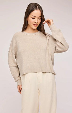 Z SUPPLY SWAY TEXTURED SLUB CROPPED TEE IN PARCHMENT