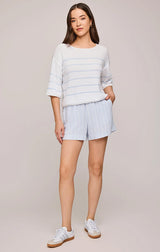 GENTLE FAWN AMALFI LINEN SHORTS IN SKY STRIPE