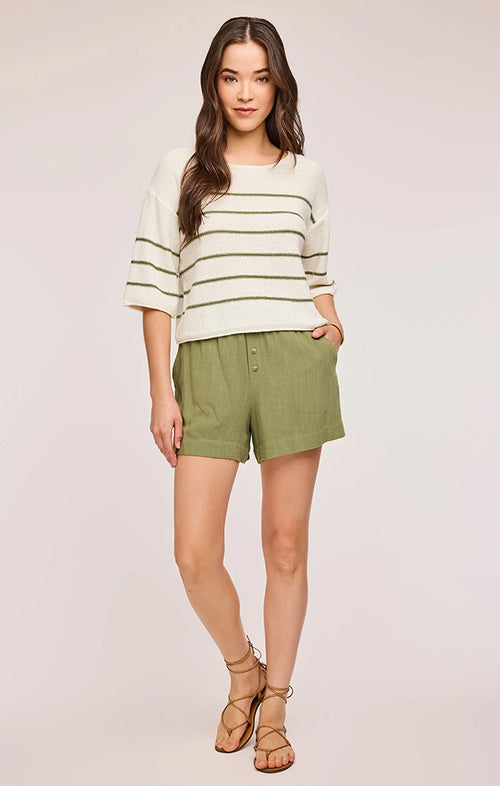 GENTLE FAWN AMALFI LINEN SHORTS IN MATCHA