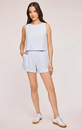 GENTLE FAWN AMALFI LINEN SHORTS IN SKY STRIPE