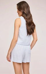 GENTLE FAWN AMALFI LINEN SHORTS IN SKY STRIPE