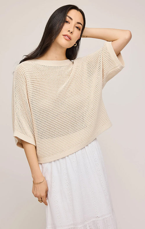 GENTLE FAWN SAMSON OPEN KNIT PULLOVER IN LINEN