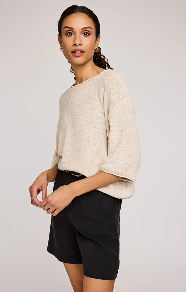 KERRIGAN KNIT SWEATER IN HEATHER BONE