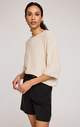 KERRIGAN KNIT SWEATER IN HEATHER BONE