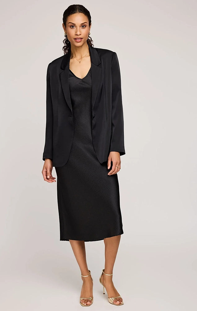DIONE SATIN BLAZER IN BLACK