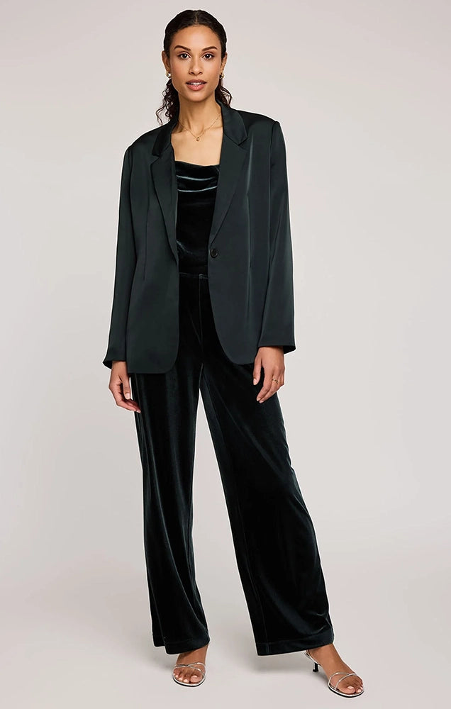 DIONE SATIN BLAZER IN WINTERGREEN