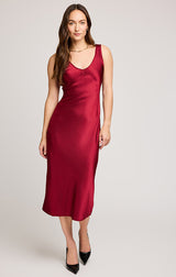 ASTRA SATIN DRESS IN CRIMSON