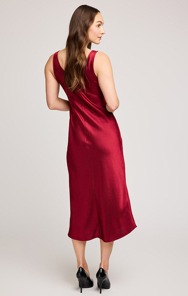 ASTRA SATIN DRESS IN CRIMSON