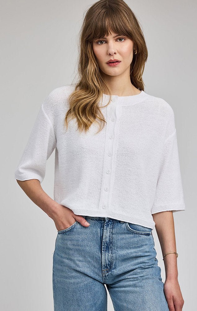 GENEVIEVE CARDIGAN IN WHITE