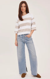 Amina Knit Top in Heather Cream Stripe