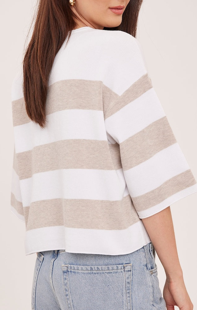 Amina Knit Top in Heather Cream Stripe