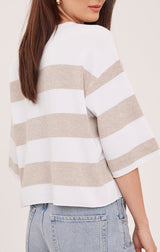 Amina Knit Top in Heather Cream Stripe