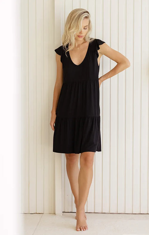 GENTLE FAWN JOAN MINI DRESS IN BLACK