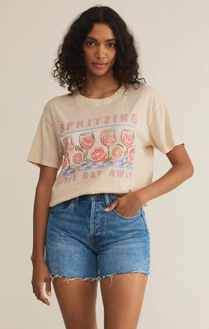 Z SUPPLY SWAY TEXTURED SLUB CROPPED TEE IN PARCHMENT