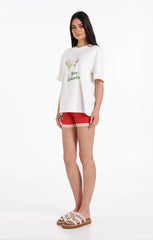 LOST IN LUNAR JESSIE KNIT SHORTS IN RED