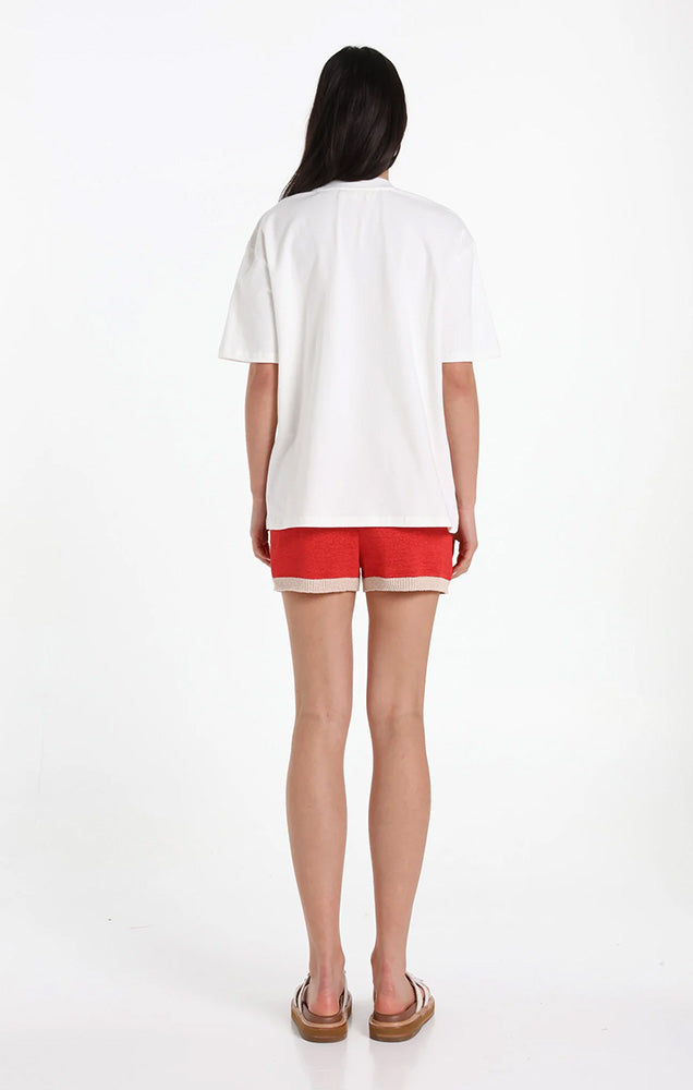 LOST IN LUNAR JESSIE KNIT SHORTS IN RED