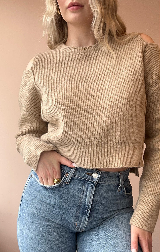 YAZMIN COLD SHOULDER SWEATER