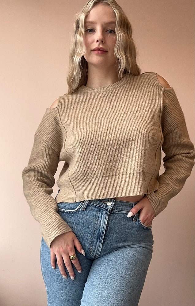 YAZMIN COLD SHOULDER SWEATER