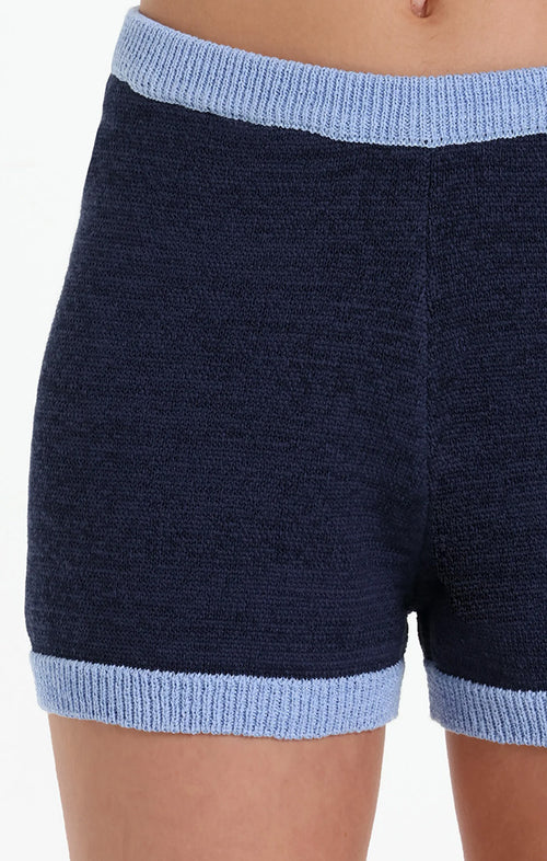 LOST IN LUNAR JESSIE KNIT SHORTS IN BLUE