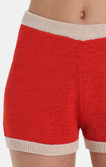 LOST IN LUNAR JESSIE KNIT SHORTS IN RED