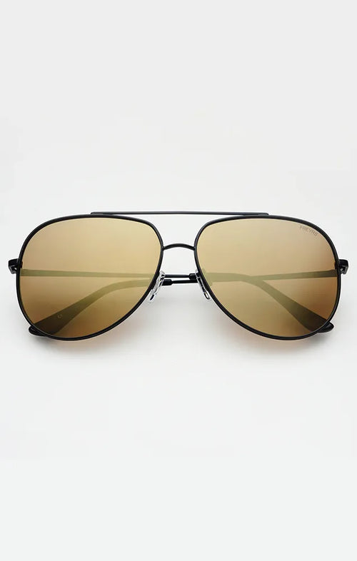 FREYRS MAX SUNGLASSES IN BLACK/GOLD MIRROR