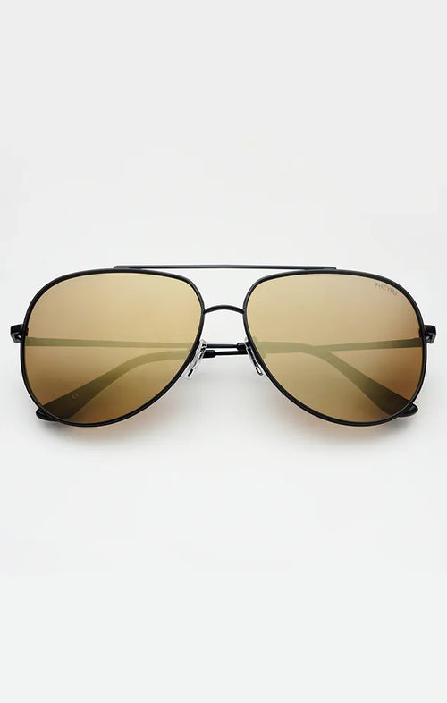 FREYRS MAX SUNGLASSES IN BLACK / GOLD MIRROR