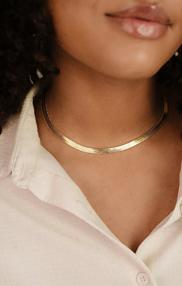 Brooklyn Flat Herringbone Chain Necklace
