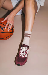 GYM SOCKS IN OAT COCOA STRIPE