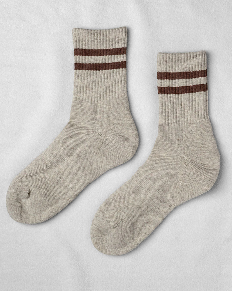 GYM SOCKS IN OAT COCOA STRIPE