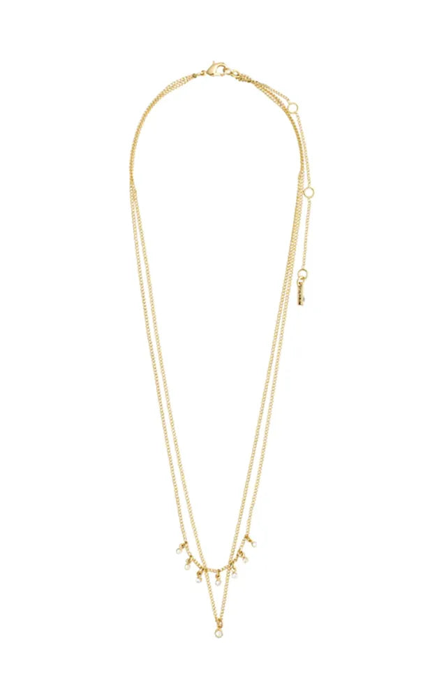 PILGRIM SIA RECYCLED CRYSTAL CHAIN 2-IN-1 NECKLACE