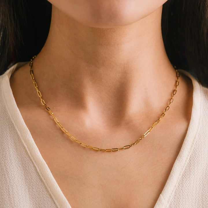 PAPERCLIP CHAIN NECKLACE IN GOLD