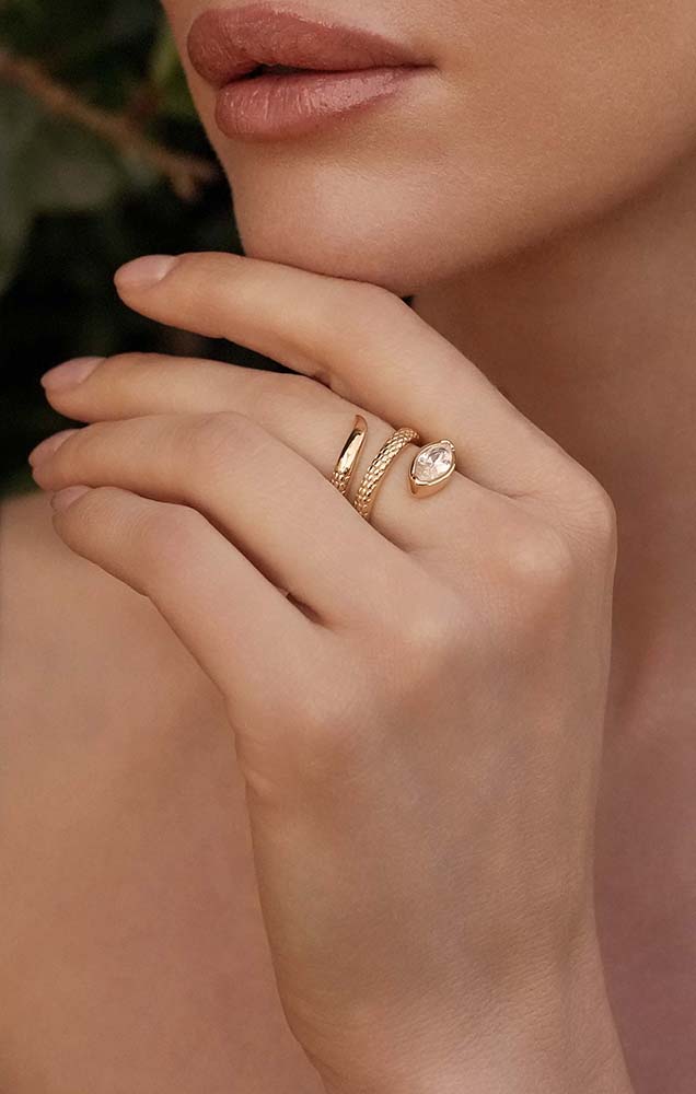 Marquise Coiled Snake Ring