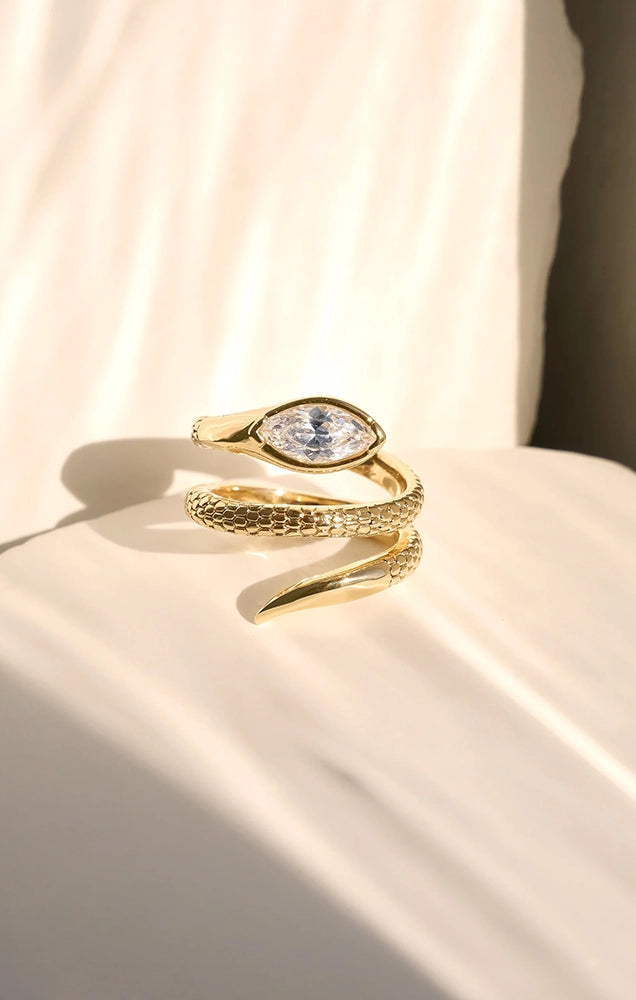 Marquise Coiled Snake Ring