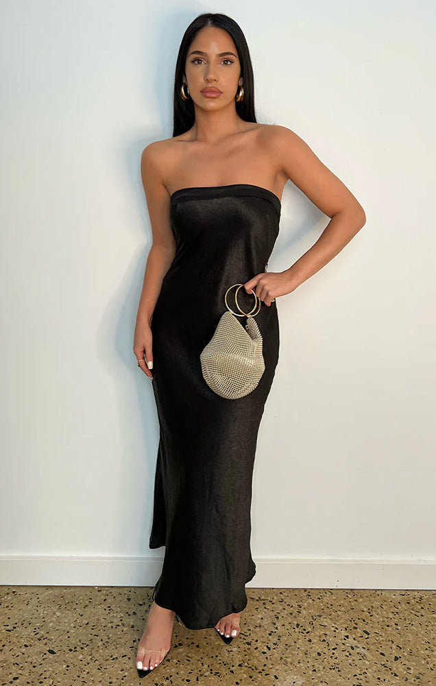 LEILA SLIP DRESS IN BLACK