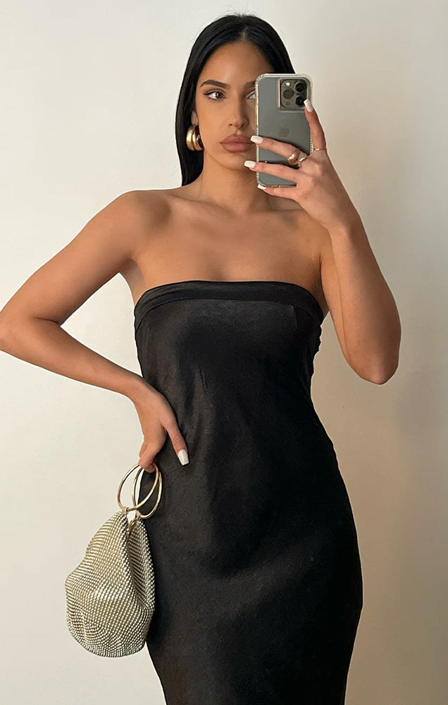 LEILA SLIP DRESS IN BLACK