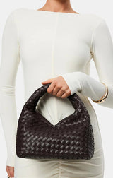 SOLENE WOVEN HANDLE BAG IN CHOCOLATE