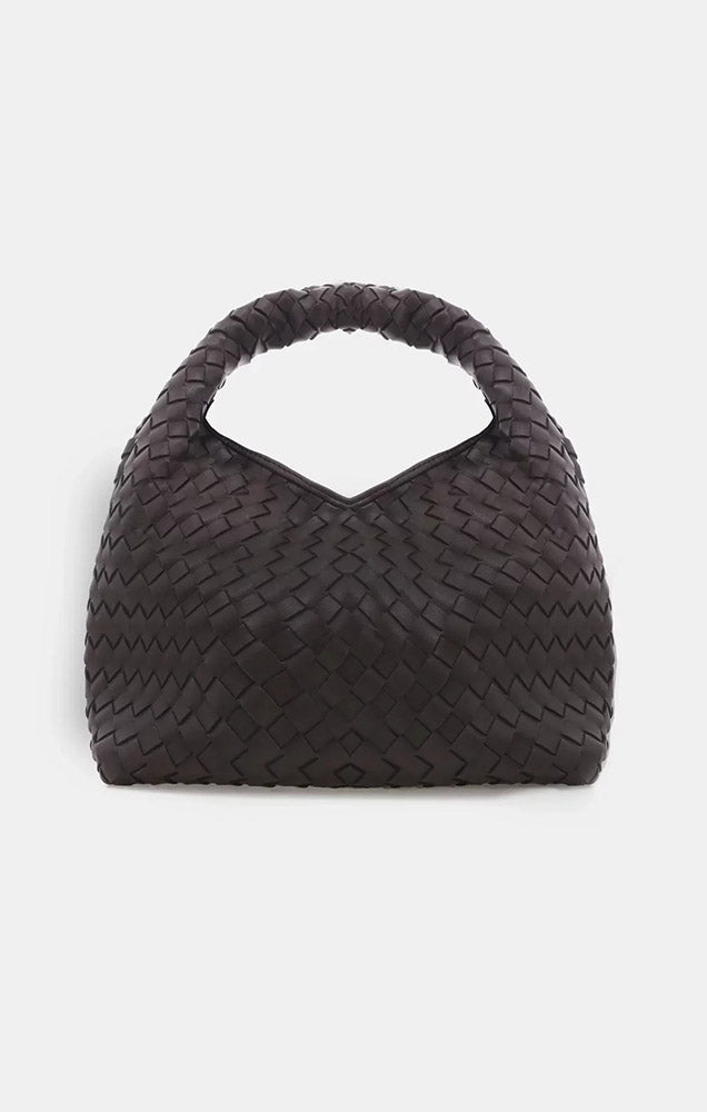 SOLENE WOVEN HANDLE BAG IN CHOCOLATE