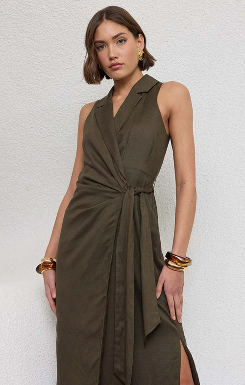 STAPLE THE LABEL SASKIA WRAP MIDI DRESS