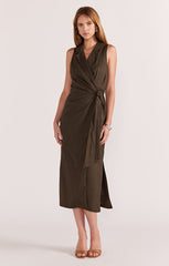STAPLE THE LABEL SASKIA WRAP MIDI DRESS