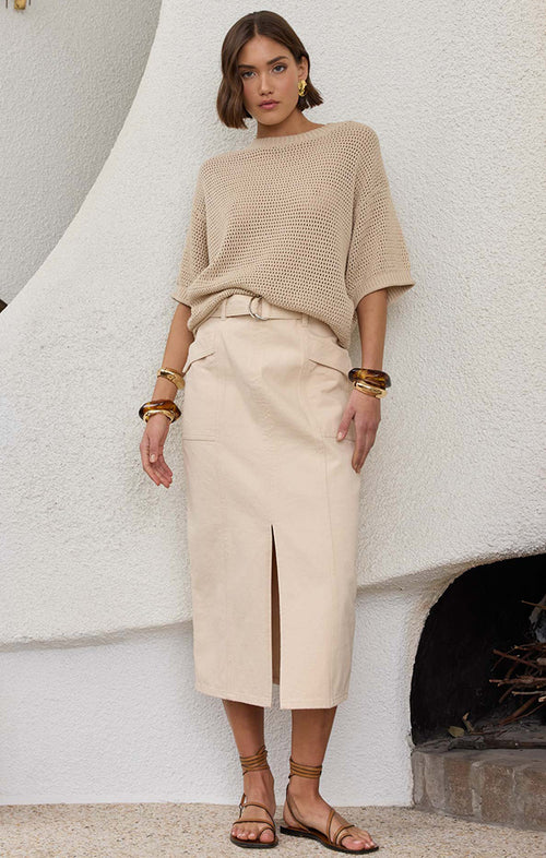 STAPLE THE LABEL INES DENIM MIDI SKIRT