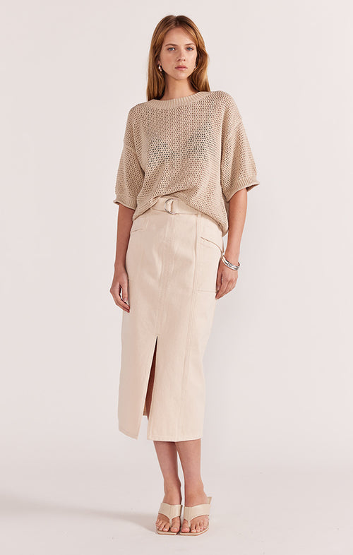 STAPLE THE LABEL INES DENIM MIDI SKIRT