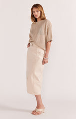 STAPLE THE LABEL INES DENIM MIDI SKIRT