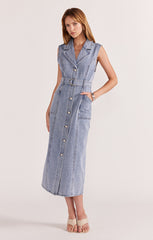 STAPLE THE LABEL CALLA DENIM MIDI DRESS