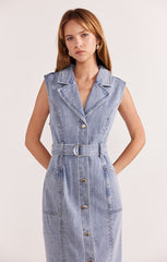 STAPLE THE LABEL CALLA DENIM MIDI DRESS