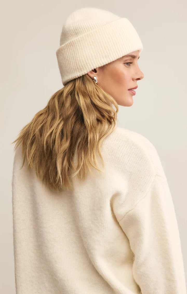 GLACIER LUXE BEANIE IN WARM WHITE
