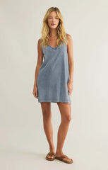 Z SUPPLY SLOANE V-NECK JERSEY DENIM MINI DRESS