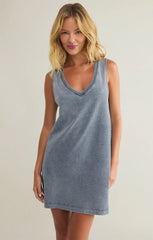 Z SUPPLY SLOANE V-NECK JERSEY DENIM MINI DRESS